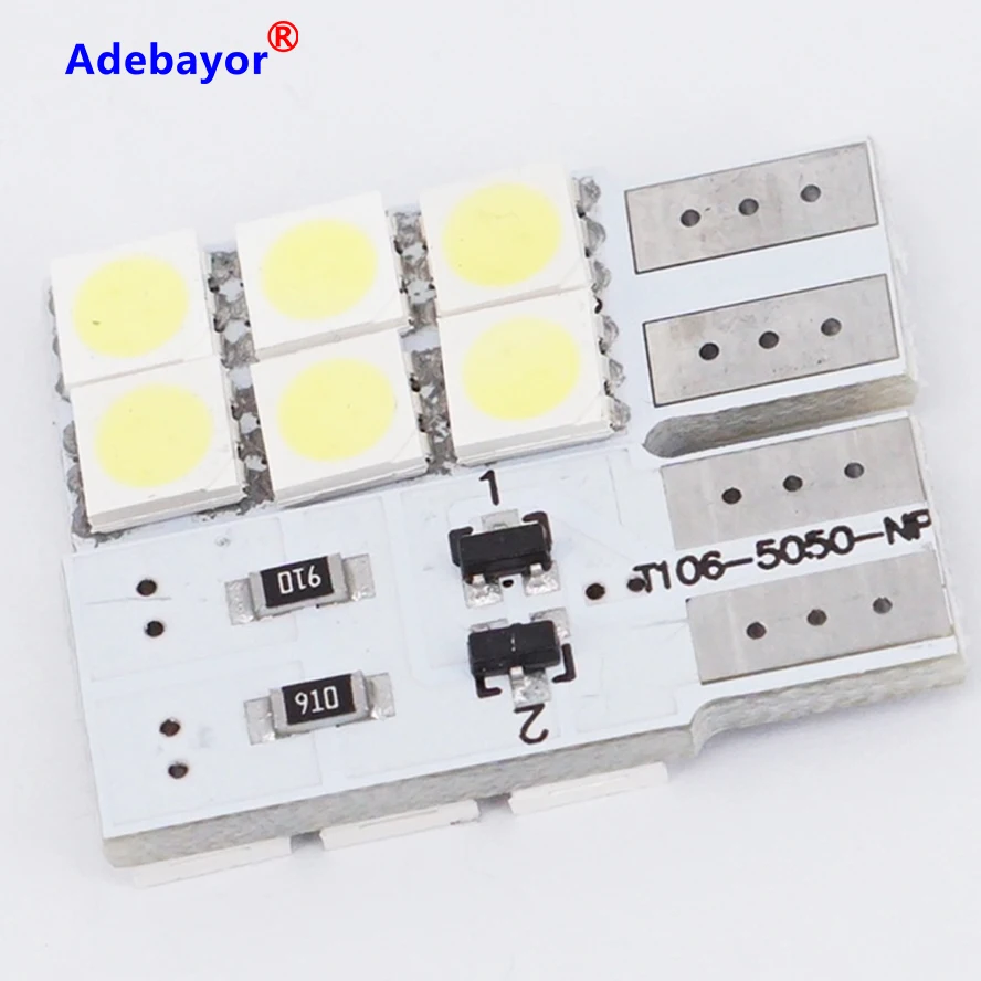 100 шт./лот T10 194 168 501 6 LED 5050 SMD белый автомобильный боковой клиновидный задний