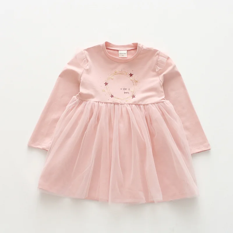 

2018 Girls spring star long sleeve dress , dress kids , dress children , 5pcs/lot WMD04
