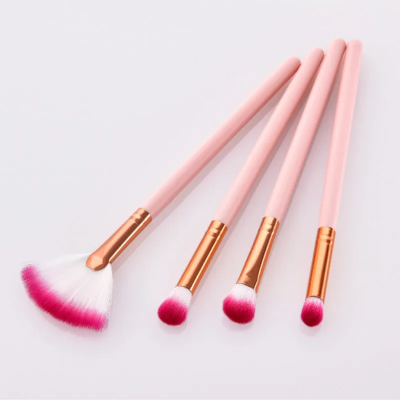 4 шт. набор кистей для макияжа веерообразная кисть розовая с ручкой инструменты