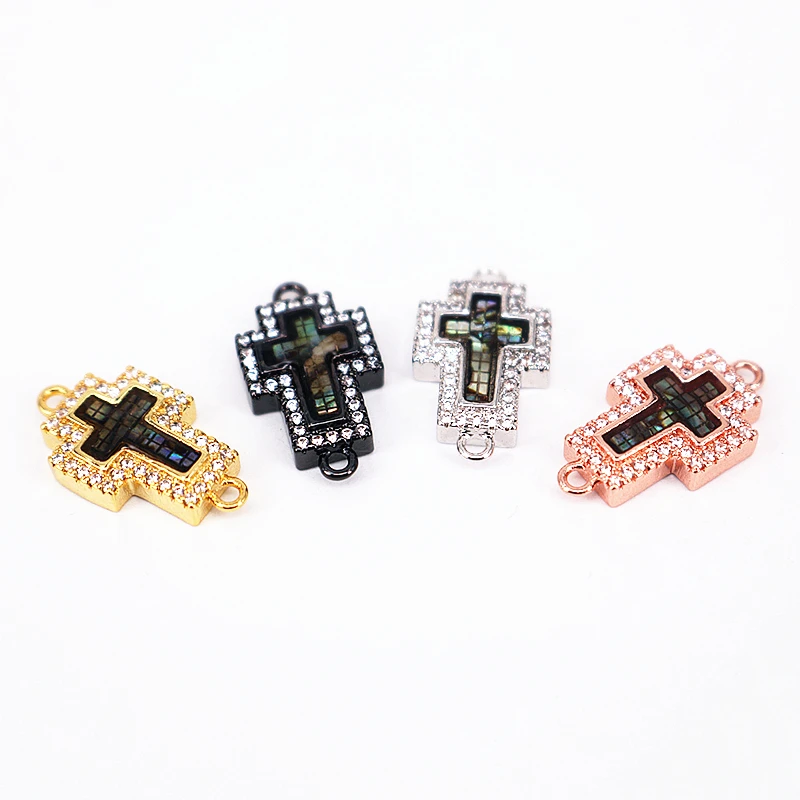 10 шт./лот Ювелирное Украшение на удачу мигающий изящный крест Micro Pave CZ для