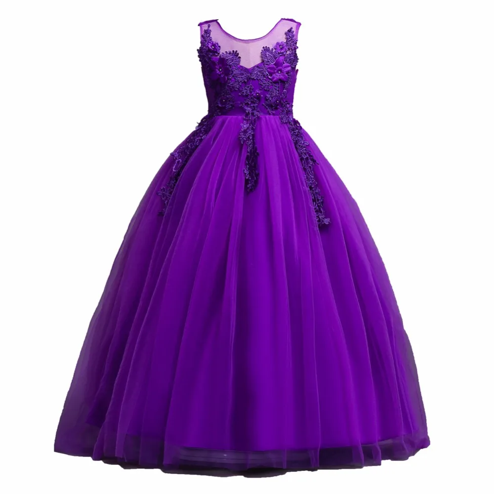 5-14 year old 2018 design a dress for ball girl Sleeveless lace evening Top quality and beautiful princess noble | Детская одежда и