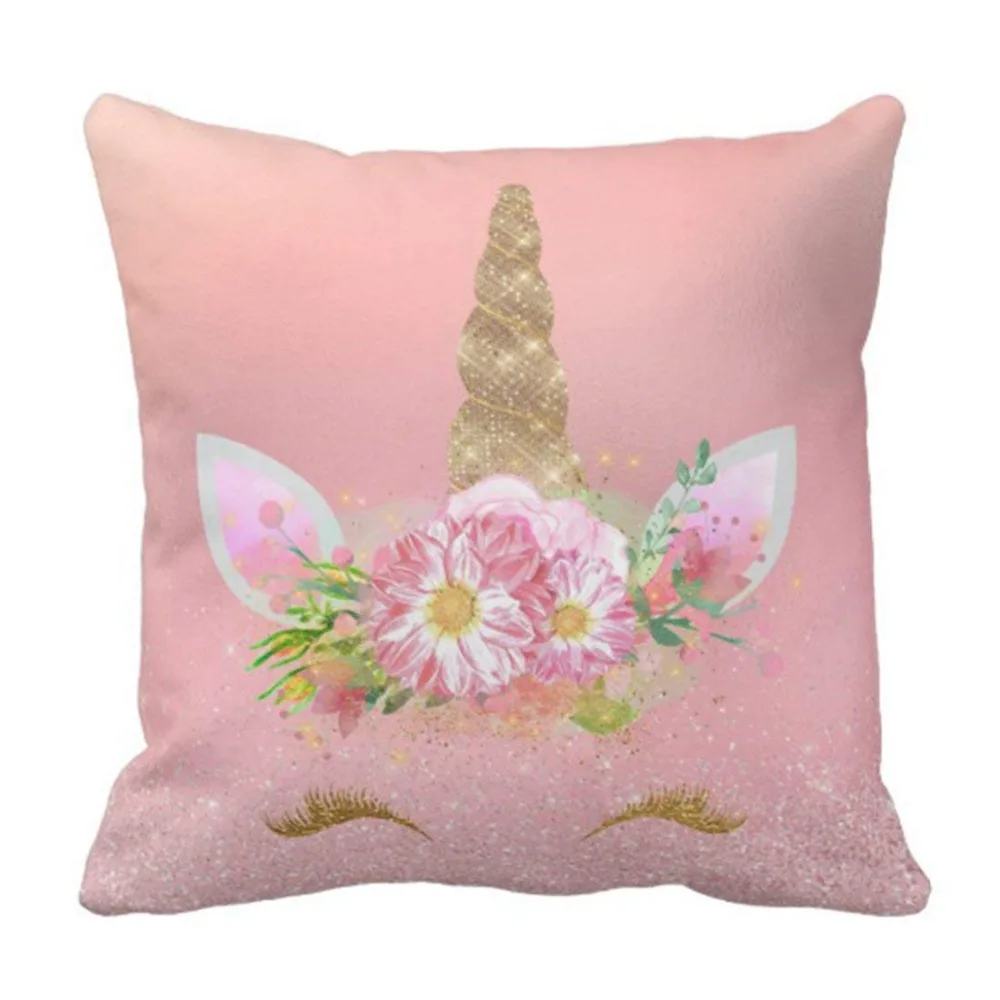 Персонализированные девчачьи единороги пледы Подушка Чехол сверкающие блестки