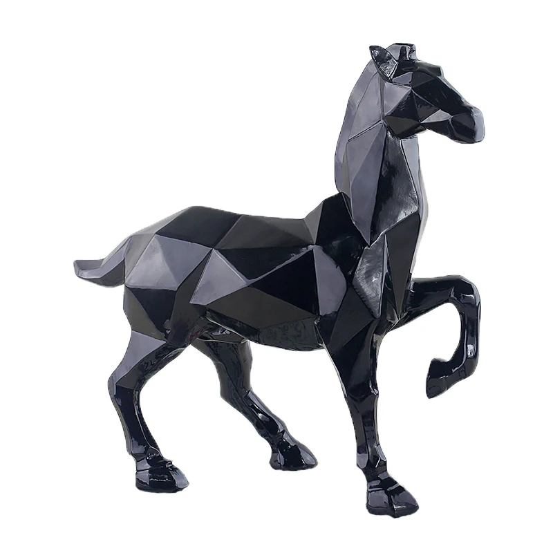 

Modern Abstract White Horse Statue Resin Ornaments Home Decoration Accessories For Gift Geometric Resin Sculpture R387