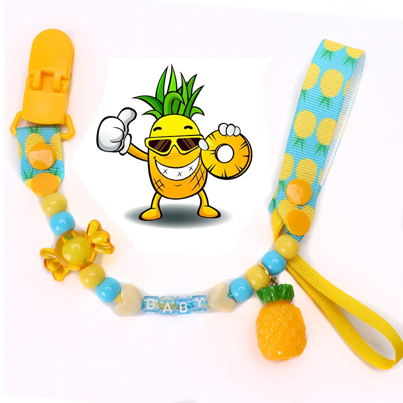 pineapple 1 шт. новая детская пустышка на цепочке с прищепкой фрукты мультфильм клип цепь лента держатель для соски-пустышки держатель для соски для ниппели младенца Кормление - Цвет: pineapple