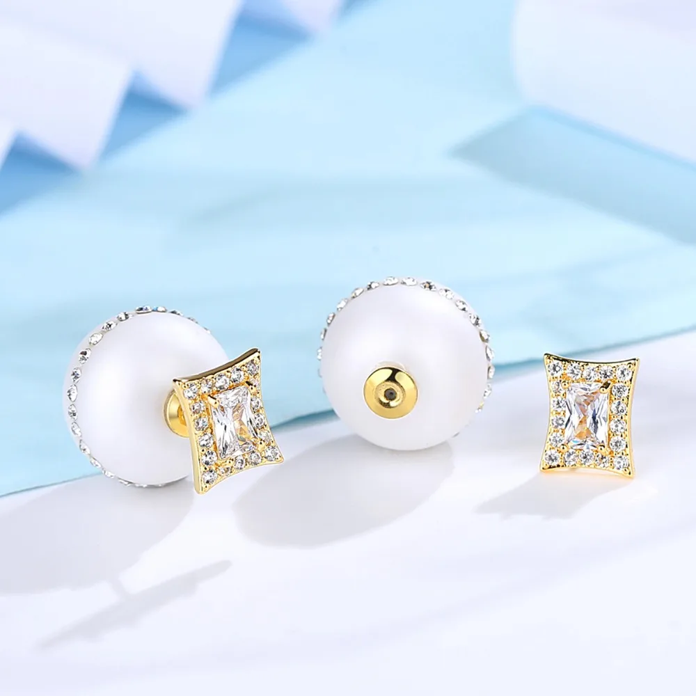 LUOTEEMI Роскошные Золотые сережки гвоздики для женщин модное ювелирное изделие