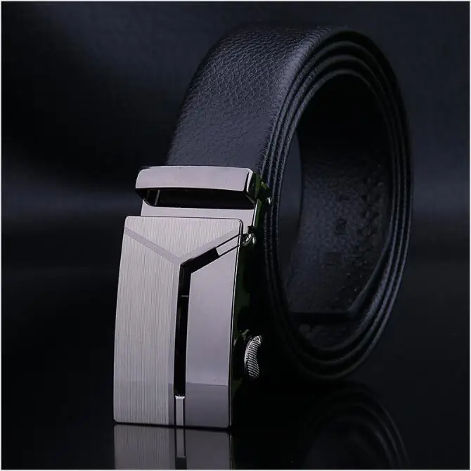 Ремень мужской из 2017 натуральной кожи автоматический черный с металлической