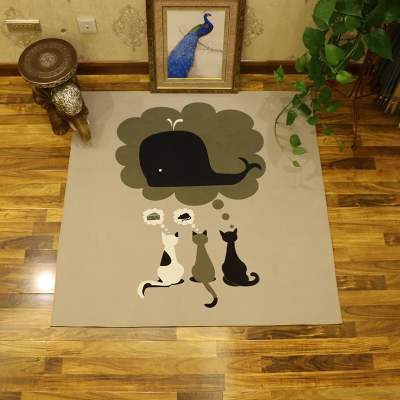 

Individual Cartoon Cat Sitting Room Carpet Study Bedroom Bed Full Tatami Mat Soft Ground Carpet Children Room Rug.