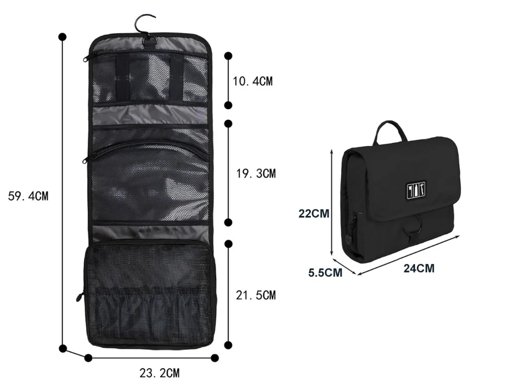 Женский органайзер для макияжа BAGSMART черный и красный цвета косметичка