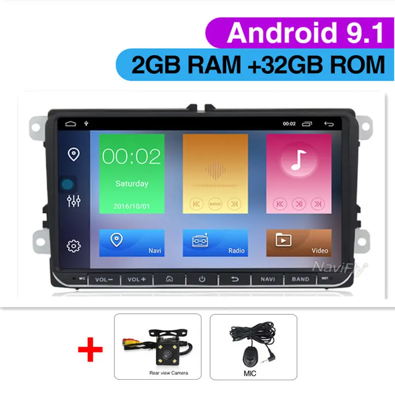 Car dvd Camera Европейский склад " Android 9,1 автомобильный Радио плеер gps навигация для VW golf 5 touran passat B6 B7 Lavida polo Tiguan; Skoda RDS - Цвет: Car dvd Camera