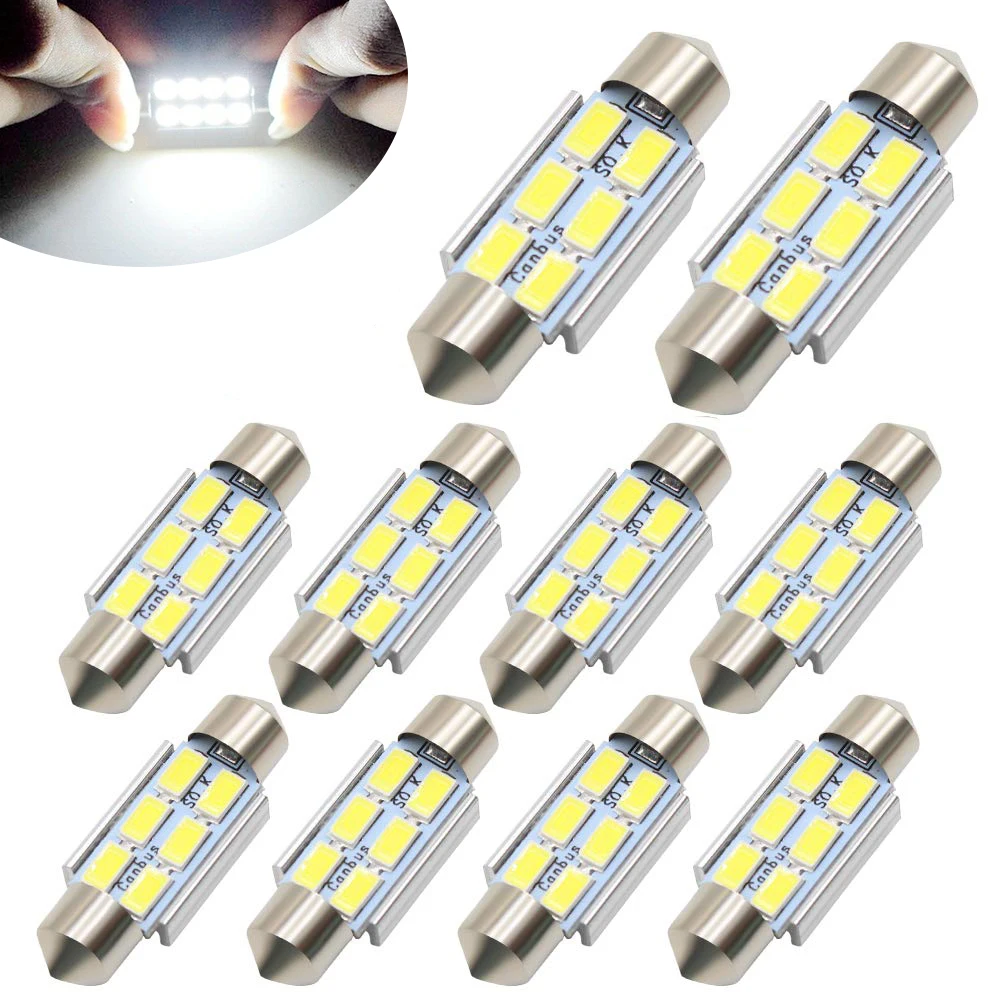10 шт. Canbus C5W ошибок светодиодные лампы 6 SMD 5050 31/36/3941 мм интерьер автомобиля
