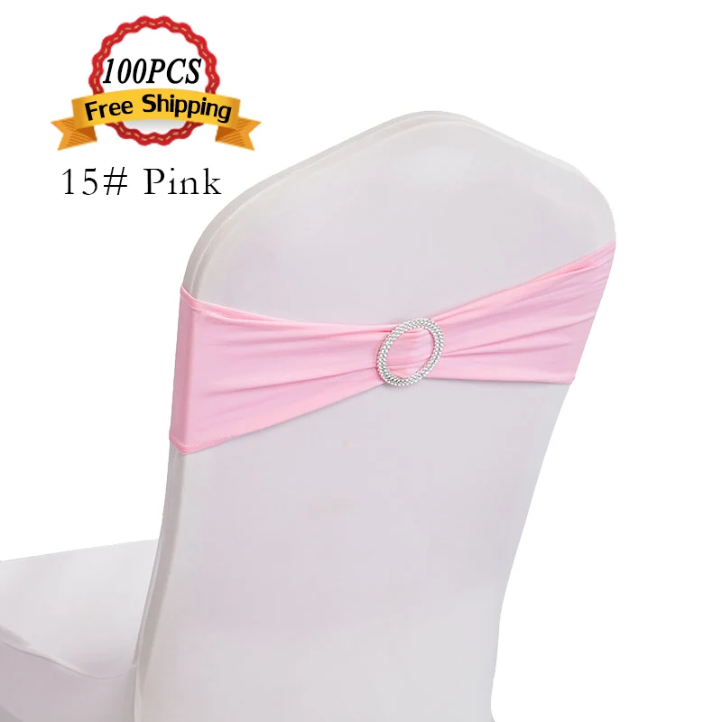 Оптовая продажа 100 шт. лайкра ремешки для стула с круглой пряжкой свадебный