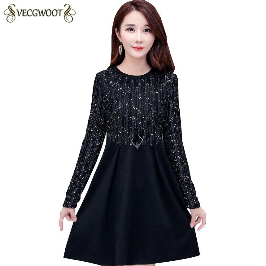 2020 осень зима новое платье с длинным рукавом женское модное бархатное большого