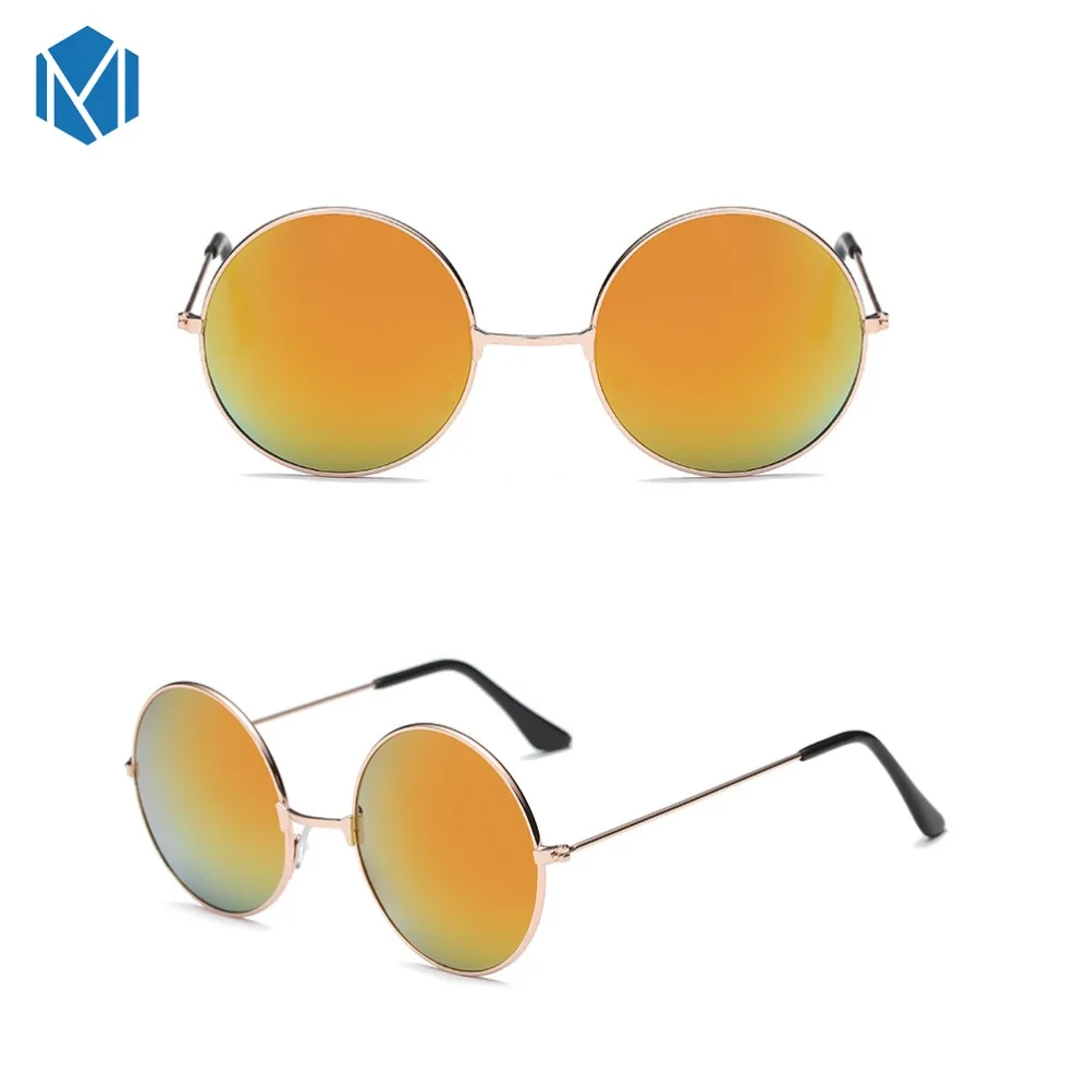 Женские круглые солнцезащитные очки в ретро оправе золотистого и серебряного