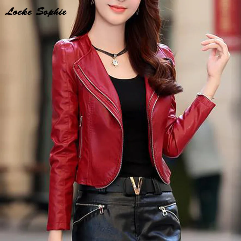 1pcs Women's Plus size Short Jacket Coats 2021 Spring Faux Fur PU Leather Splicing Small Jacket ladies Skinny locomotive coats