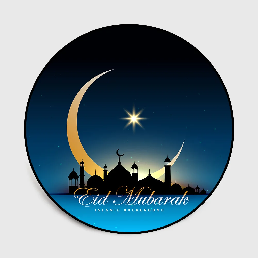 Ислам Мусульманский Iftar праздник ИД золотой черный круглый коврик для гостиной