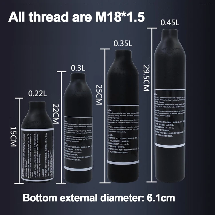 Пейнтбол PCP Дайвинг Альпинизм Воздушный бак цилиндр 4500psi/30MPA 0,2 0,35 0.45L HPA высокосжатая бутылка M18* 1,5 регулятор