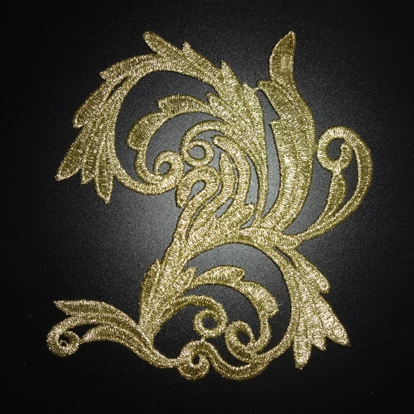 2 шт. золотые металлические вышитые цветы кружевные нашивки-аппликации свадебное