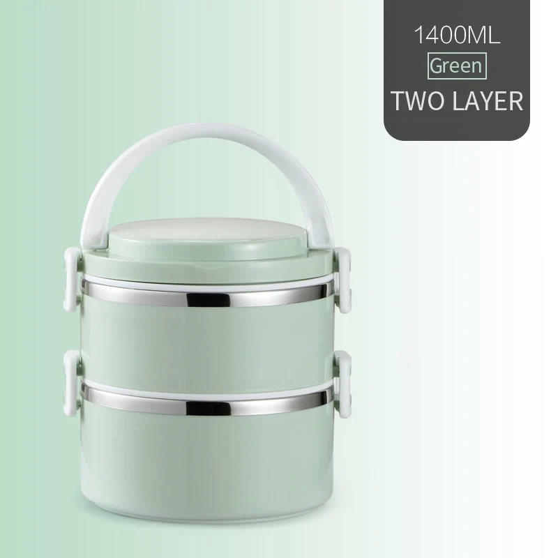 Green 2 Layer WORTHBUY, японская детская термо-Ланч-бокс, 304, нержавеющая сталь, бенто, Ланч-бокс для детей, школы, герметичные пищевые контейнеры - Цвет: Green 2 Layer