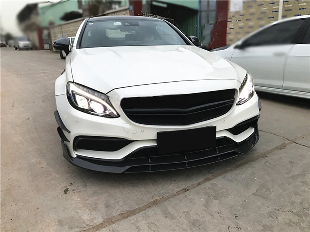 C Class углеродного волокна переднего бампера спойлер для Mercedes Benz W205 C63 AMG C180 C200 C260-17 стайлинга автомобилей