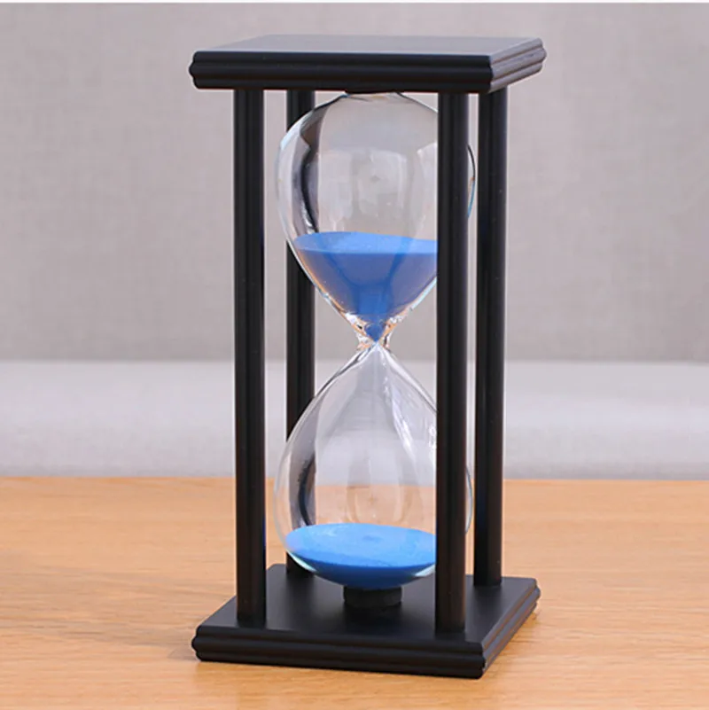 Black blue sand Горячая распродажа деревянные песочные часы 60 минут размер 20.5*10*10 см таймер часы рождество день рождение дом декор - Цвет: Black blue sand