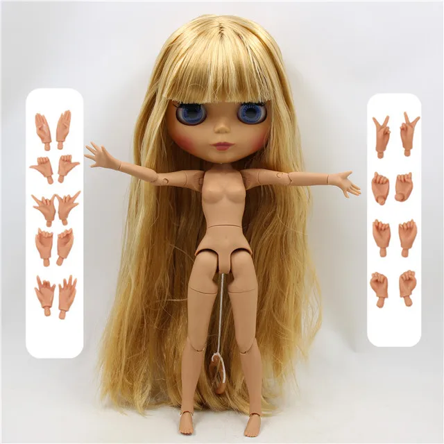 Ледяная фабрика blyth кукла 1/6 toy joint тело темная кожа матовое лицо жирные золотые волосы 30 см - Цвет: oily hair