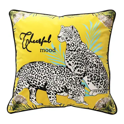 DUNXDECO Cushion Cover Decorative Pillow Case Island Vocation Tropical Leopard Crowned Cranes Modern Luxury Coussin Decorating - Цвет: D