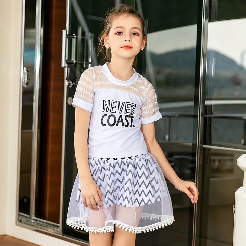 Детские Плавание платье девушка принцесса Одна деталь костюм детская пляжная