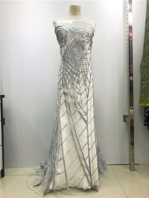 Зеленый высокое качество 2018 Последние 3D цветы французские пайетки Кружева Тюль