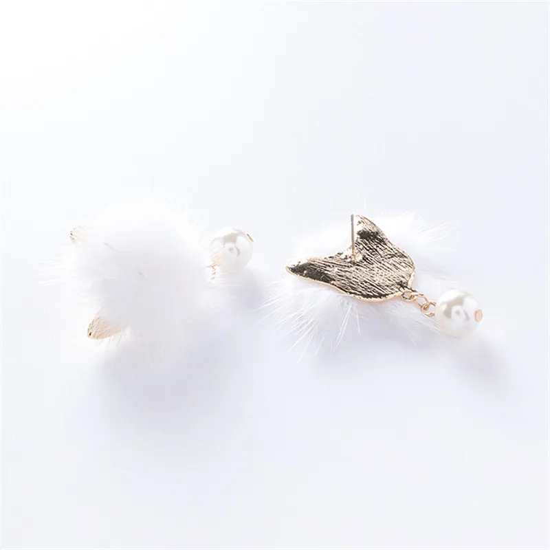 Женские серьги подвески с кошачьими ушками милые корейские имитацией жемчуга