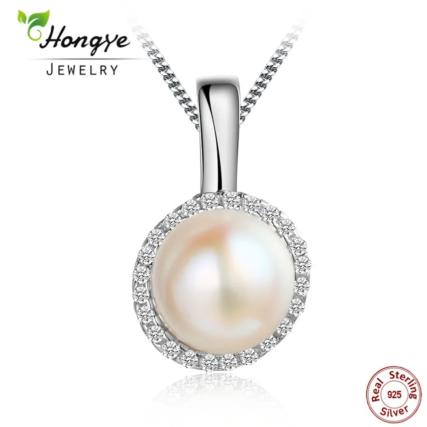 

Ювелирные изделия из жемчуга Hongye, ожерелье с подвеской из 100% натурального пресноводного жемчуга, Модный стильный кулон из серебра 925 пробы н...