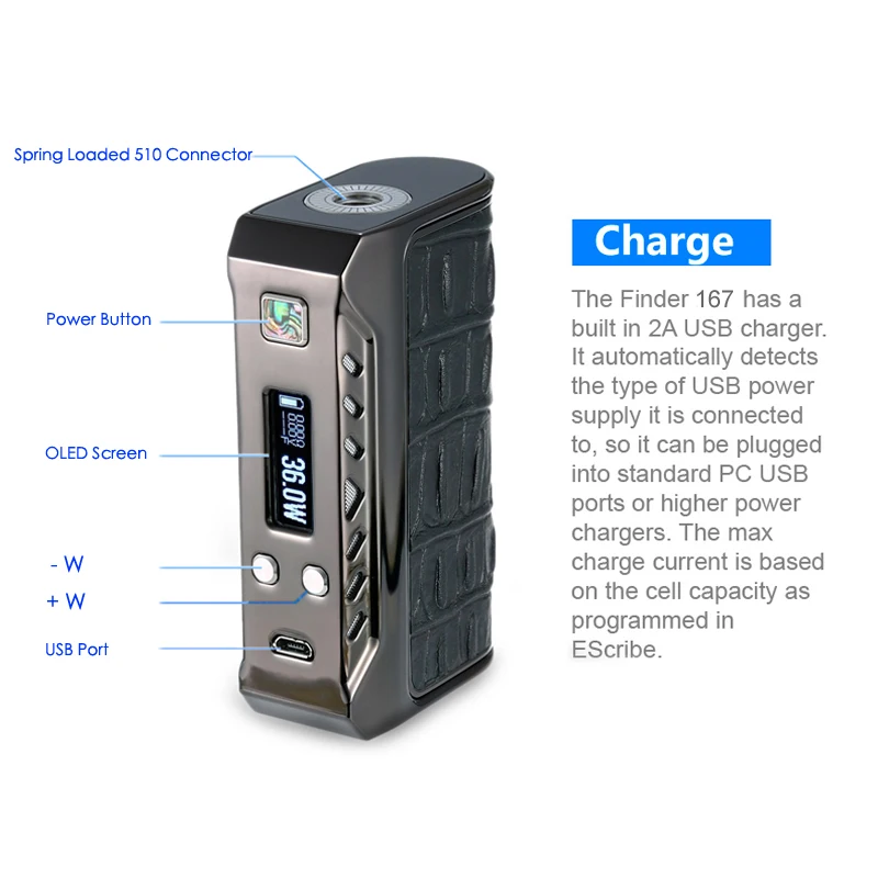 Оригинальный thinkvape Finder 167 коробка mod evolv DNA250 чип TC/VW прошивки Модернизированный