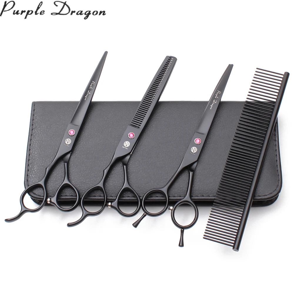 7 &quotножницы для груминга с левой рукой Черные ножницы прямые филировки собак