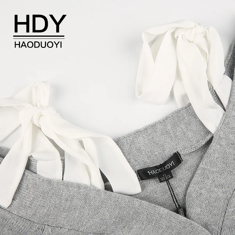 HDY Haoduoyi женские кардиганы с длинным рукавом на пуговицах Свитера бантом