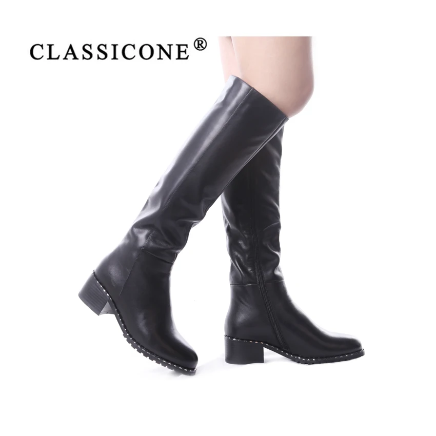 Классическая обувь женские зимние высокие сапоги женская из натуральной кожи на