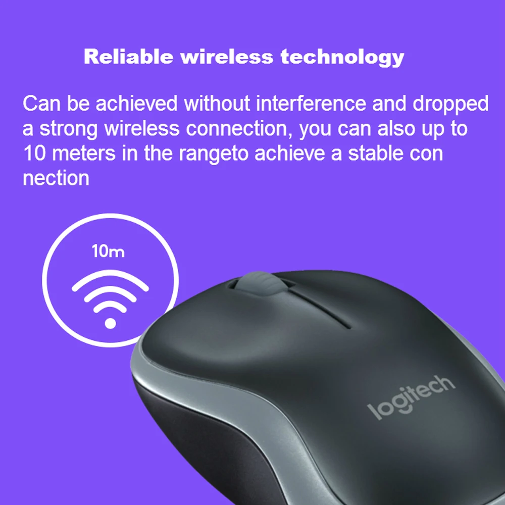 Logitech M185 Беспроводная мышь 1000 точек/дюйм 2 4 ГГц офисная для домашнего