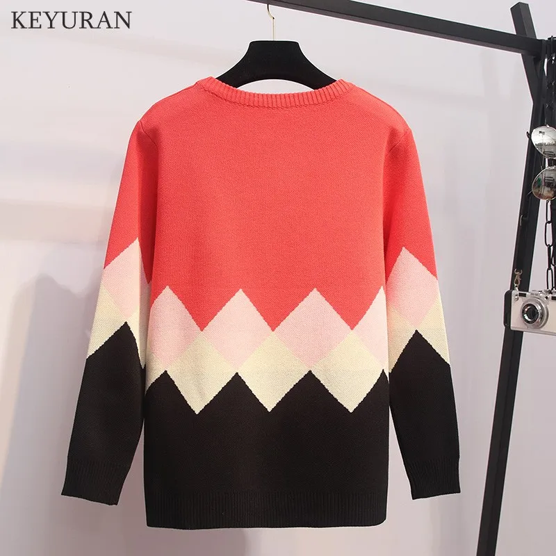 Large Size XL-5XL Women Pullover Sweaters 2019 Autumn Winter Round Collar Loose Oversize Female Casual Knit Jumpers Outerwear | Женская