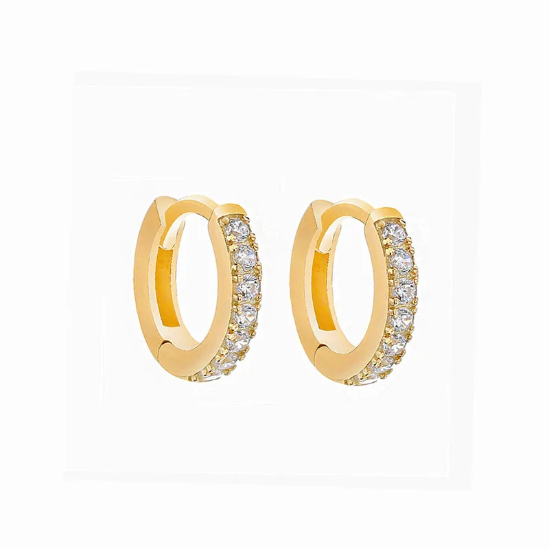 925 пробы серебряные серьги-кольца с синим цирконием - Окраска металла: Gold