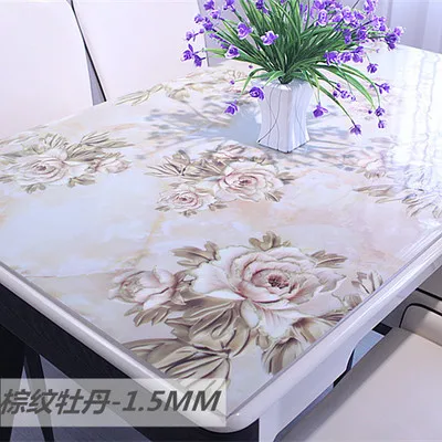 1.5mm 1,5 ТОЛСТАЯ ПВХ скатерть Хрустальная доска мягкое стекло подстилки домашний текстиль водонепроницаемый маслостойкий прямоугольный стол покрытие защита - Цвет: 1.5mm