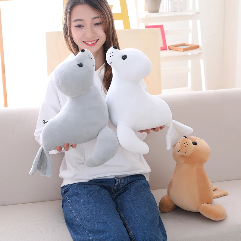 

Hot new 1pc 35cm Cute Stuffed Sea Lion Plush Toy Soft Pillow Kawaii Cartoon Animal Seal Toy Doll for Kids Lovely Chilren's Gift