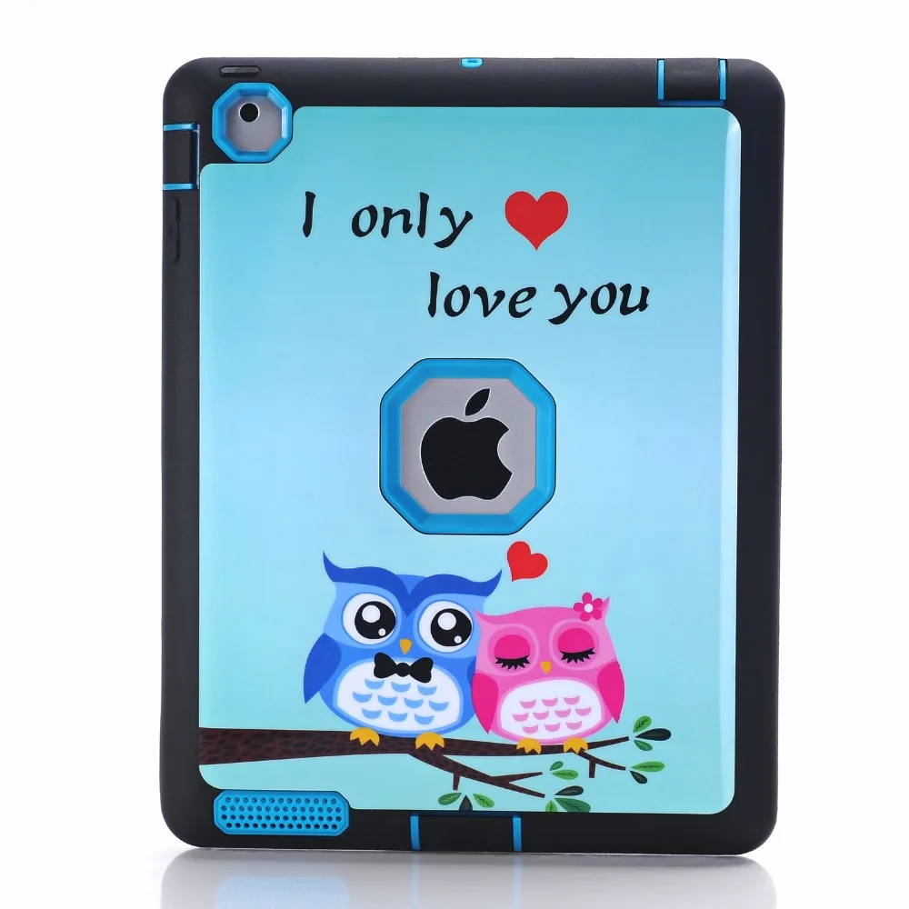 Противоударный Защитный 3 в 1 ТПУ &amp PC Сова Pattern tablet case cover for Apple ipad 2 4 |