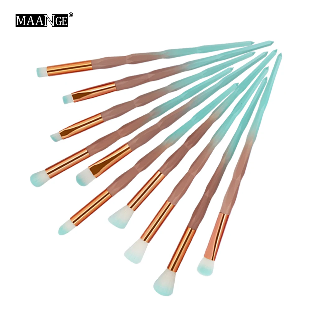 10Pcs Small MAANGE 10 шт./15 шт. набор кистей для макияжа Пудра основа для бровей Тени для век консилер для губ веер набор кистей для макияжа Pincel Maquiagem - Handle Color: 10Pcs Small