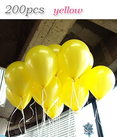 yellow 200PCS 200 шт./лот, воздушные шары, свадебный декоративный шар, шары на день рождения, 10 дюймов, 1,5 г, белые, вид шариков, Белоснежки, вечерние шары - Цвет: yellow 200PCS