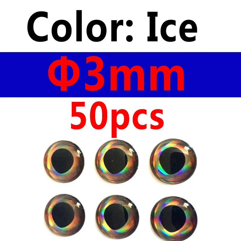 3mm ice 50pcs 50 шт. деревянная пластиковая приманка поппер DIY глаза голографическая 3D 4D рыбные глаза для завязывания мушек стримеры Baitfish - Цвет: 3mm ice 50pcs