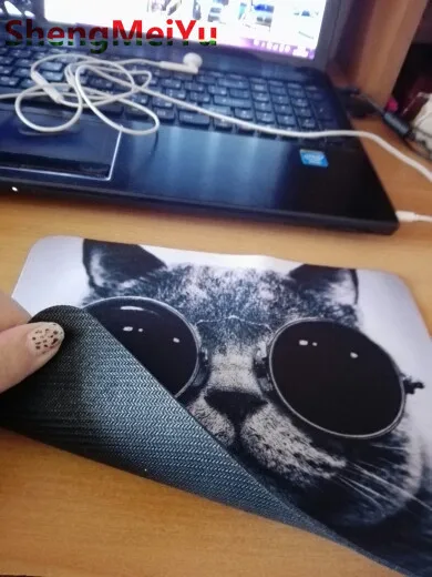 Противоскользящий коврик для мышки ноутбука и ПК с изображением кошки