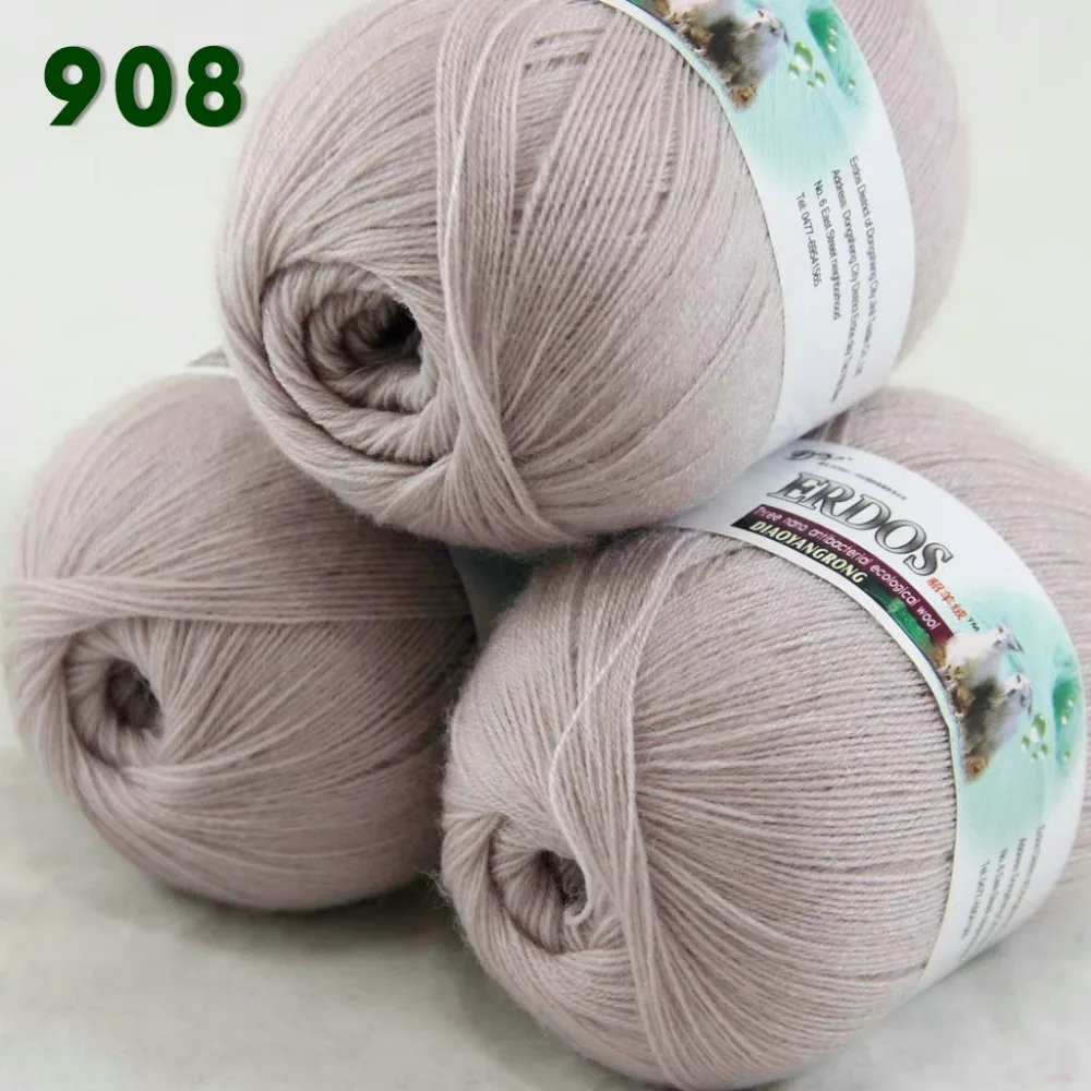 Лот из 3 мотков тонкая кружевная Мягкая шерстяная акриловая кашемировая пряжа