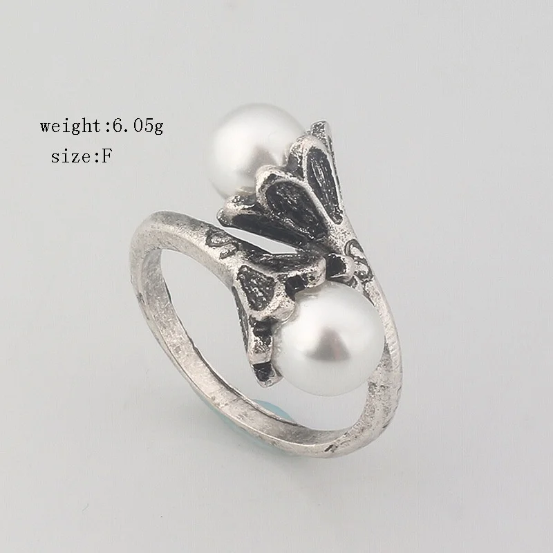 Женское Винтажное кольцо средней длины с двойными жемчужинами и цветами модные