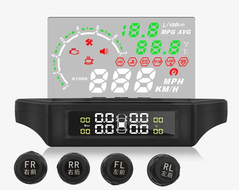 Автомобильный монитор OBD II с ЖК дисплеем высокой четкости давления в шинах TPMS HUD