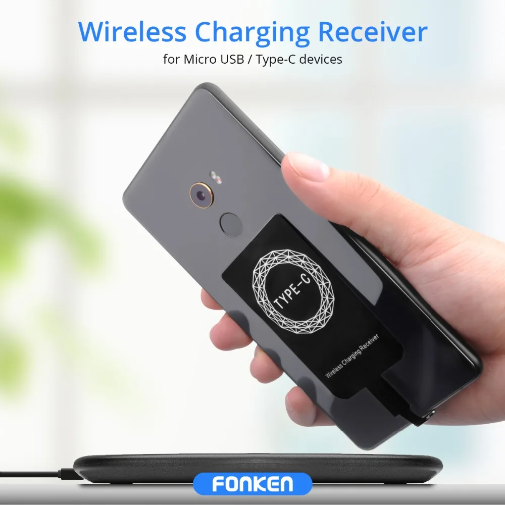 FONKEN Qi Беспроводное зарядное устройство зарядный приемник Micro usb type C Qi Беспроводное зарядное устройство Модуль зарядного устройства для мобильного телефона Android