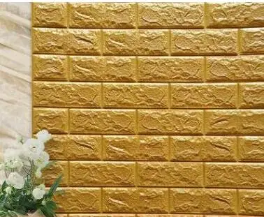 Gold 70*77 см* 8 шт. 3D PE пенка, камень, кирпичная панель, наклейка на стену, домашний декор, ТВ, диван, Настенная роспись, малыш, безопасный, самоклеющиеся, DIY обои - Цвет: Gold