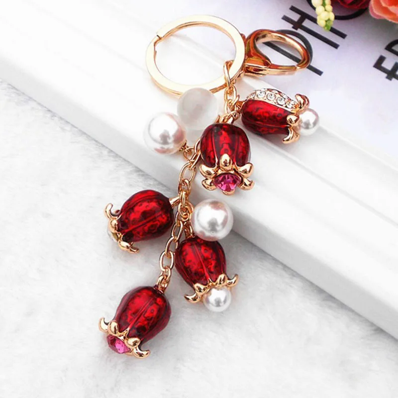 RE Crystal Rhinestone Подарочный сплав брелок для ключей Женская сумочка автомобильный